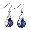 Natural Dyed Lapis Lazuli Palm Dangle Earrings EJEW-A092-09P-15-3