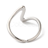 Rack Plating Wave Brass Open Cuff Ring for Women RJEW-S413-04P-3