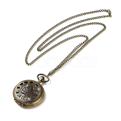 Alloy Glass Pendant Pocket Necklace WACH-S002-07AB-1