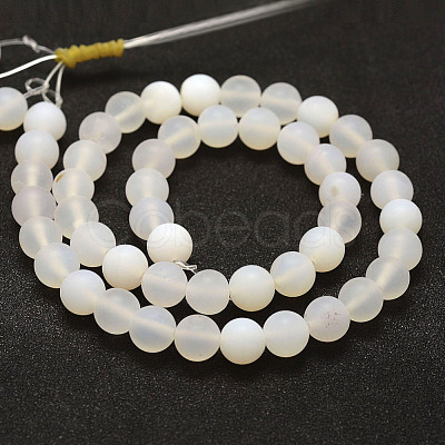 Frosted Natural White Agate Beads Strands X-G-F377-6mm-1