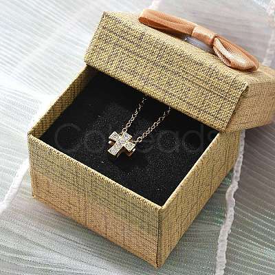 304 Stainless Steel Crystal Rhinestone Pendant Cable Chain Necklaces for Women NJEW-C062-01D-G-1