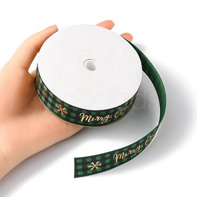 1 Roll Merry Christmas Printed Polyester Grosgrain Ribbons OCOR-YW0001-05A-1