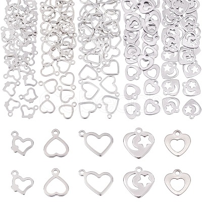 Unicraftale 150Pcs 5 Style 304 Stainless Steel Open Pendants STAS-UN0030-54-1