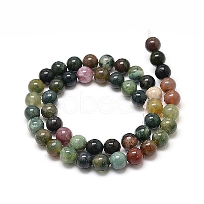 Natural Indian Agate Round Bead Strands X-G-P075-40-8mm-1