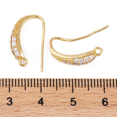 Rack Plating Brass Cubic Zirconia Earring Hooks KK-S374-05G-08-1