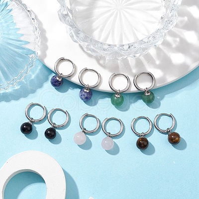 Gemstone Hoop Earring EJEW-JE05760-1