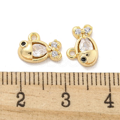 Brass Micro Pave Clear Cubic Zirconia Charms KK-Z044-30G-1