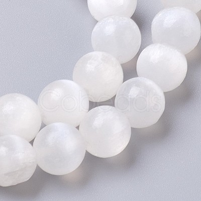 Natural Selenite Beads Strands G-I203-C-6mm-1