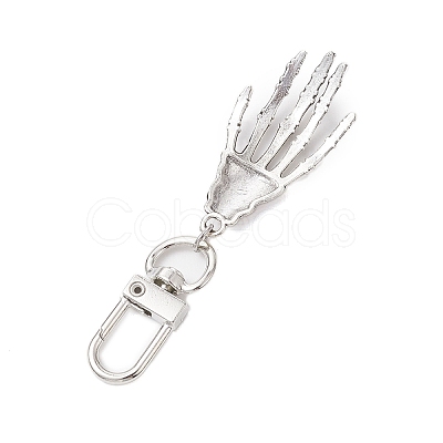 Halloween Themed Alloy Skeleton Hand Pendant Decorations HJEW-JM02147-1