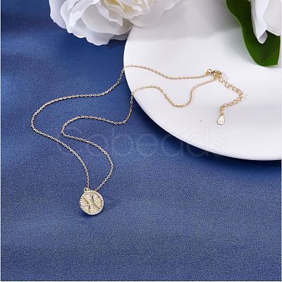 925 Sterling Silver 12 Constellation Necklace Gold Horoscope Zodiac Sign Necklace Round Astrology Pendant Necklace with Zircons Birthday Jewelry Gift for Women Men JN1089B-1