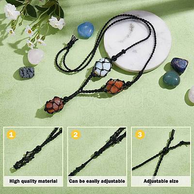 Adjustable Braided Nylon Cord Macrame Pouch Necklace Making NJEW-SW00019-02-1