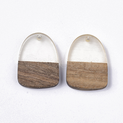 Transparent Resin & Walnut Wood Pendants RESI-Q210-005A-B01-1