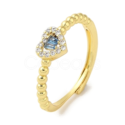 Rack Plating Brass Micro Pave Cubic Zirconia Adjustable Rings RJEW-H228-02G-1