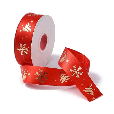 25 Yards Christmas Theme Printed Polyester Ribbon OCOR-C004-04B-1