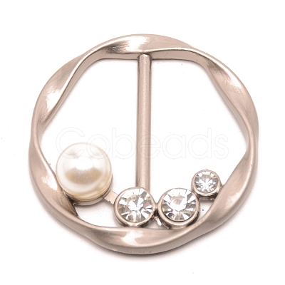 Flat Round Alloy Resin Imitation Pearl Slide Buckles JEWB-TAC0003-02A-1