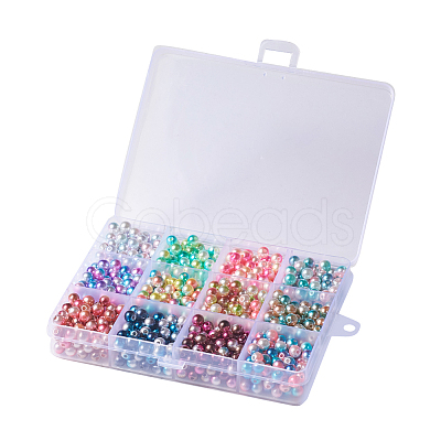 Rainbow ABS Plastic Imitation Pearl Beads OACR-YW0001-02A-1