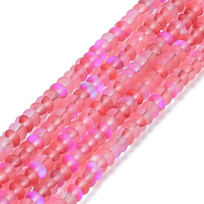 Frosted Transparent Glass Beads Strands FGLA-M002-01A-1