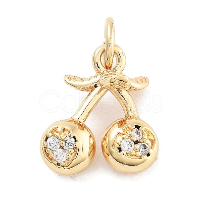 Rack Plating Brass Micro Pave Cubic Zirconia Pendants KK-Z071-85G-01-1