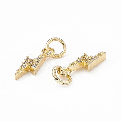 Brass Micro Pave Cubic Zirconia Charms KK-E068-VB224-1