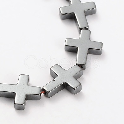 Electroplate Gorgeous Cross Non-magnetic Synthetic Hematite Beads Strands X-G-L268-11-1