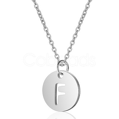 Non-Tarnish 201 Stainless Steel Initial Pendants Necklaces NJEW-S069-TN507-F-1