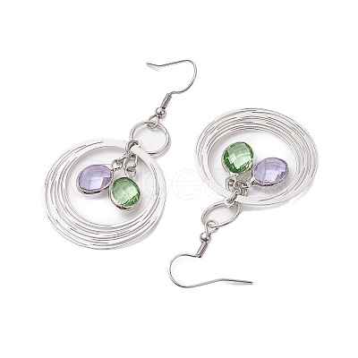 Glass Oval Dangle Earrings EJEW-JE05724-01-1