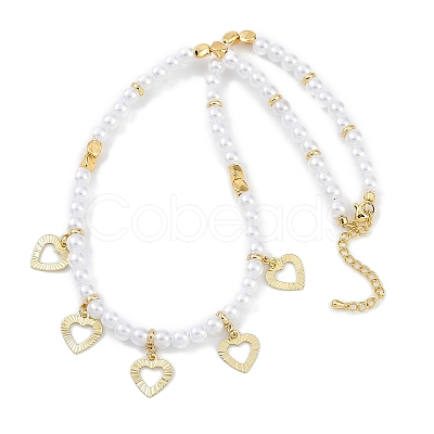 6mm Round ABS Imitation Pearl Beaded Necklaces NJEW-P317-12C-G-1