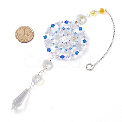 Glass Beaded Flower Hanging Ornaments HJEW-TA00187-1