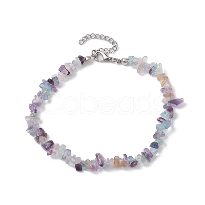 Natural Gemstone Beads Anklets AJEW-AN00583-02-1