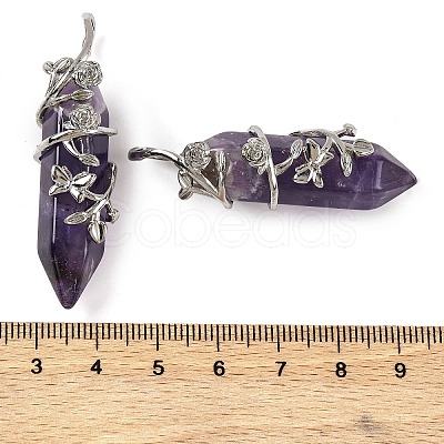 Natural Amethyst Double Terminal Pointed Pendants G-C144-03P-02-1