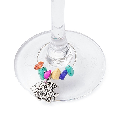 Fish Alloy Wine Glass Charms AJEW-JO00225-1