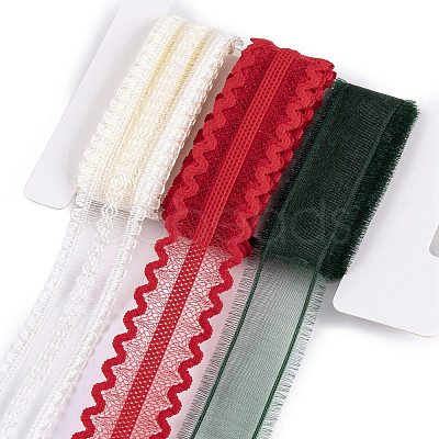 9 Yards 3 Styles Christmas Theme Polyester & Polycotton Ribbons Sets SRIB-A015-01A-02-1