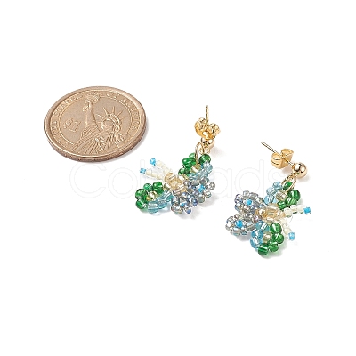 Glass Beaded Butterfly Dangle Stud Earring EJEW-JE05135-1