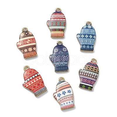 35Pcs 7 Styles Alloy Printed Pendants PALLOY-CJ0002-56-1