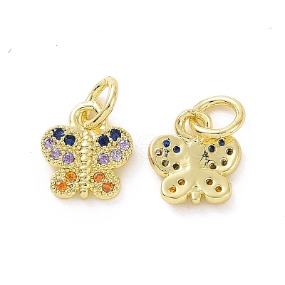 Brass Micro Pave Colorful Cubic Zirconia Charms KK-E068-VF100-1