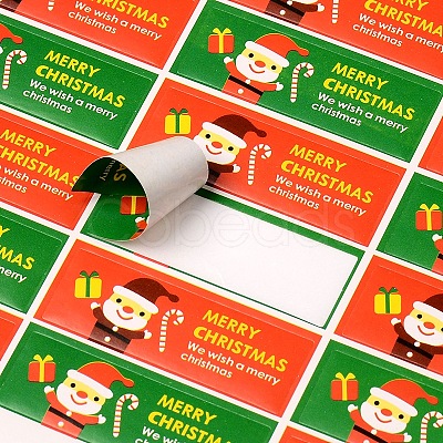 Rectangle with Santa Claus Pattern DIY Label Paster Picture Stickers for Christmas AJEW-L053-08-1