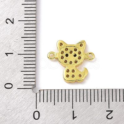 Real 18K Gold Plated Brass Pave Clear Cubic Zirconia Connector Charms KK-L209-059G-02-1