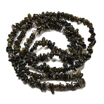 Natural Golden Sheen Obsidian Beads Strands G-G0003-B46-1