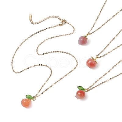 Natural Agate Fruit Pendant Necklaces NJEW-JN05010-1