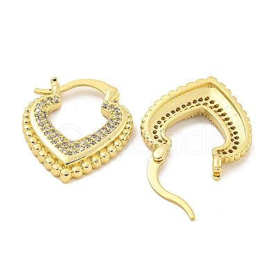 Rack Plating Brass Micro Pave Cubic Zirconia Heart Hoop Earrings for Women EJEW-C095-04G-1