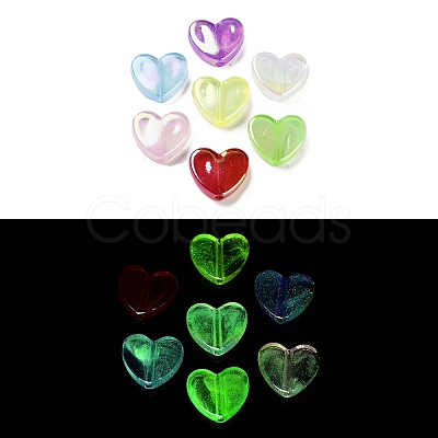 Luminous UV Plating Rainbow Iridescent Acrylic Beads OACR-O008-07-1