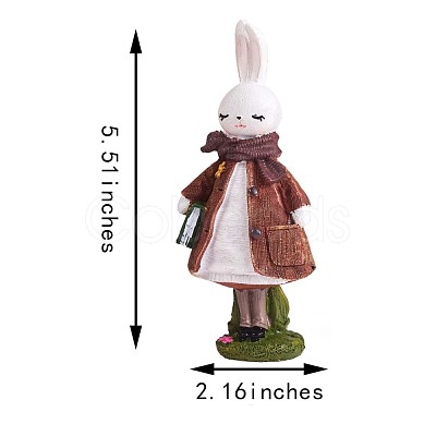 Resin Standing Rabbit Statue Bunny Sculpture Tabletop Rabbit Figurine for Lawn Garden Table Home Decoration ( Brown ) JX085A-1