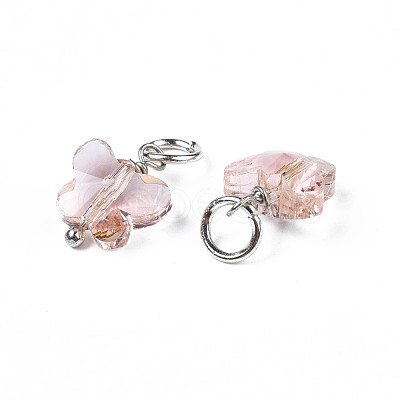 Faceted Transparent Glass Charms GLAA-T024-06K-1