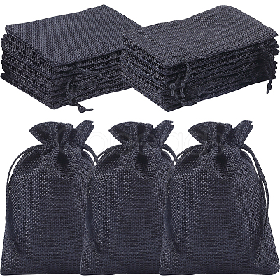 Beebeecraft Polyester Imitation Burlap Packing Pouches Drawstring Bags ABAG-BBC0001-02B-02-1