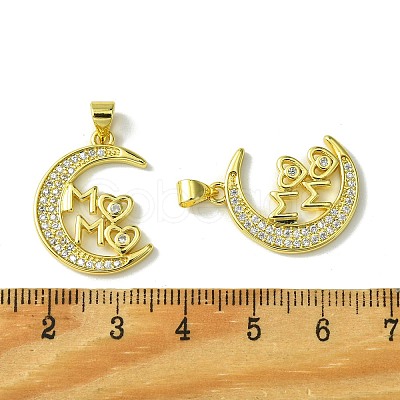 Mother's Day Real 18K Gold Plated Brass Micro Pave Clear Cubic Zirconia Pendants KK-H472-09G-01-1