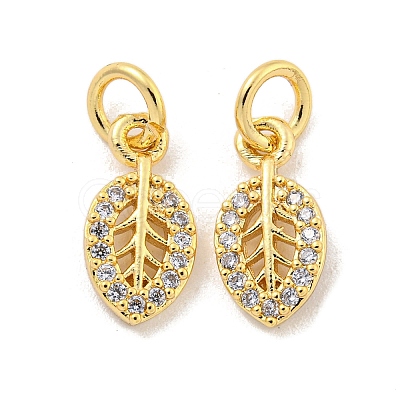 Brass Micro Pave Clear Cubic Zirconia Charms KK-Z044-25G-1