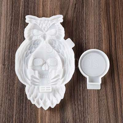 Halloween Owl Skull Candle Holder DIY Silicone Statue Molds SIL-F007-05-1