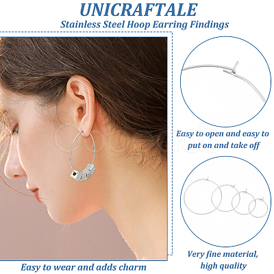 Unicraftale 316 Surgical Stainless Steel Hoop Earrings Findings STAS-UN0002-79P-1