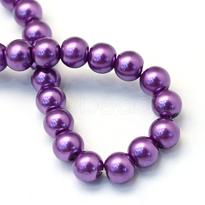 Baking Painted Pearlized Glass Pearl Round Bead Strands HY-Q003-4mm-37-1