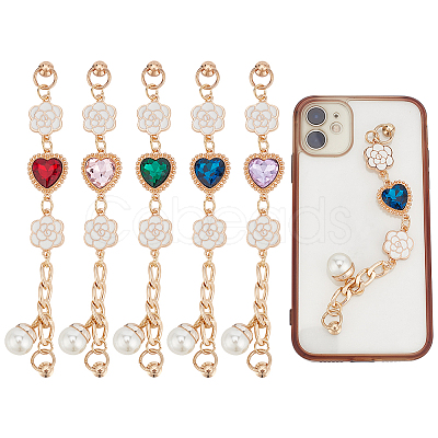 WADORN 5 Sets 5 Colors Retro Love Heart Jewelry Phone Case Chain Strap AJEW-WR0001-40-1